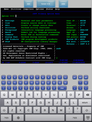 iPad connected to an IBM Mainframe